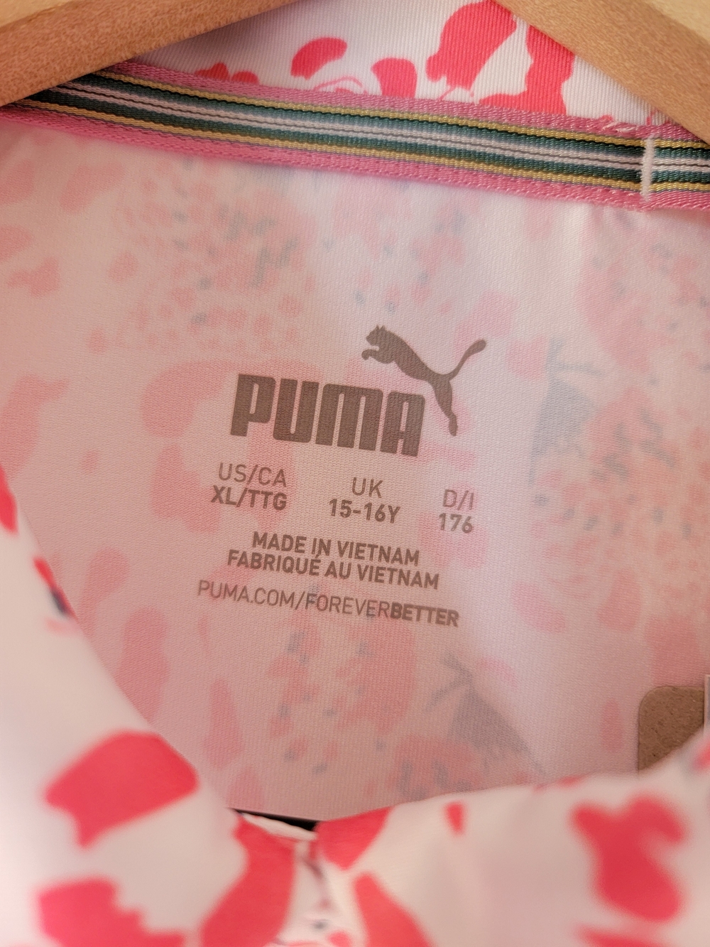 Puma Girls Pink Floral Sleeveless Polo Tank Size XL NWT - Picture 3 of 6